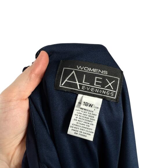 Alex Evenings Navy Blue Maxi Dress Wedding Guest Mother of Bride Women Plus 18W - Picture 5 of 5